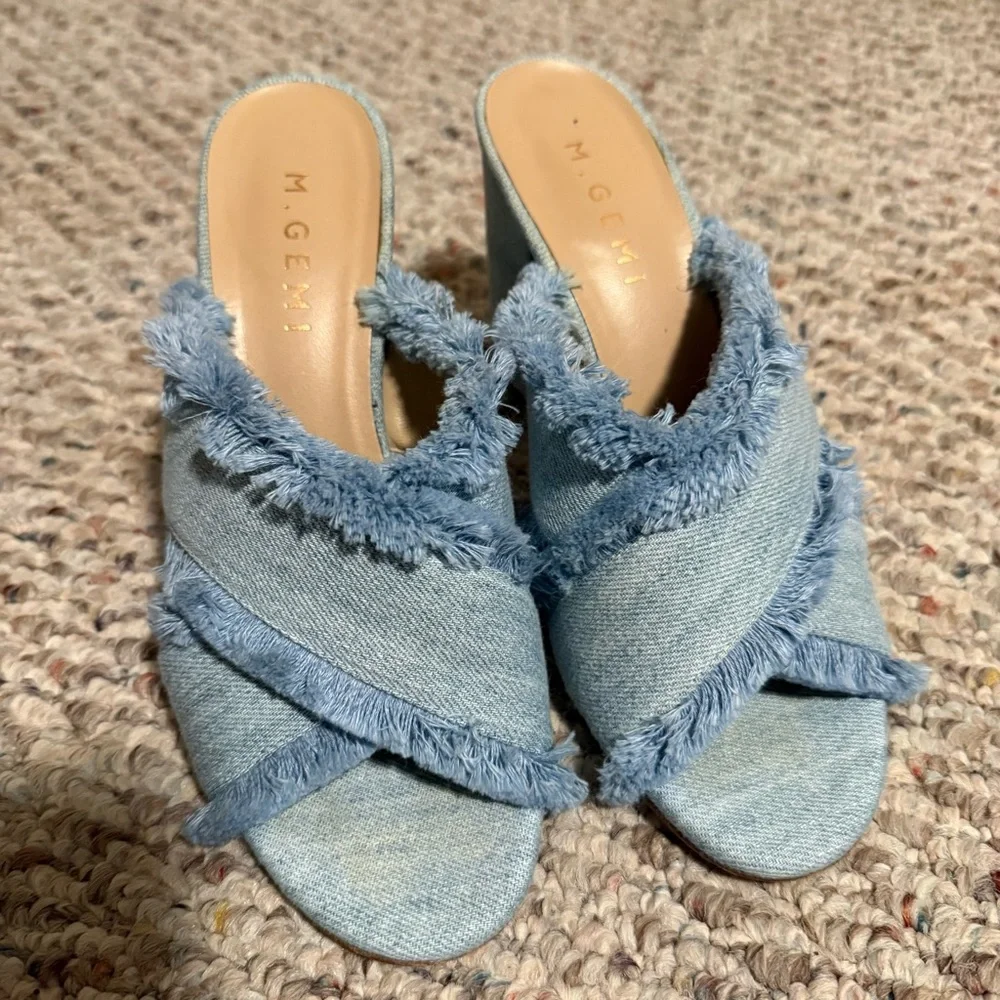 M. Gemi Denim Spezia Fray Mules Heel- Size 37 (7) - Picture 4 of 11